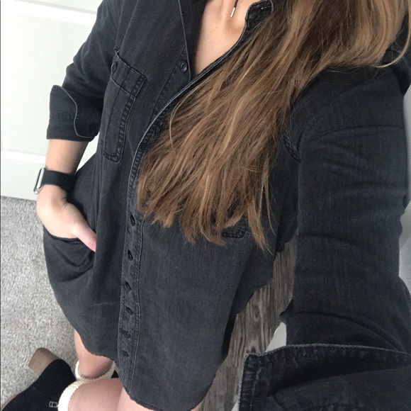 Madewell weathered black button-down shirt dress xs - Picture 1 of 13